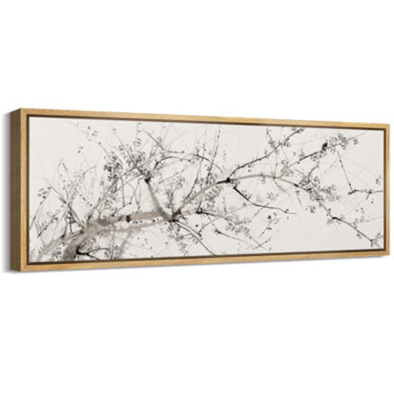 Chinoiserie Minimalist Ink Branches Antique Retro Decor Extra Large Artwork Print Wall Art Bedroom Size: 20" H x 60" W, Frame Color: Natural