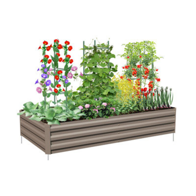 Kymari Galvanized Raised Garden Bed, Multiple Sizes to Choose, Plant Supports Offered Color: Brown, Size: 12" H x 72" W x 36" D, Set Of: 1