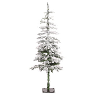 56.5" H Slender Frosted White/Green Artificial PVC Spruce Flocked Christmas Tree