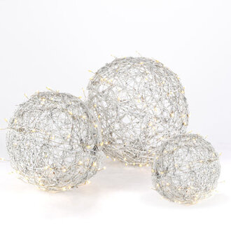 Set Of 3 Assorted Vine Balls with Super Bright White LED Lights