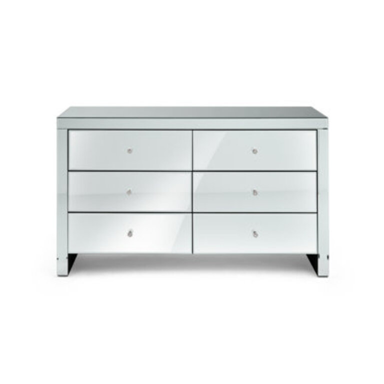 6 Drawer 49'' W Glass Dresser with Mirror Color: Sliver