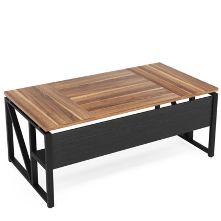 63-Inch Moden Compute Desk With Storage Shelf ,Home Office Desk Writing Table For Workstation Frame Color: Black, Top Color: Brown