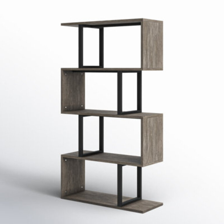 Chaneyra 56" H x 31.5" W Steel Geometric Bookcase Color: Gray