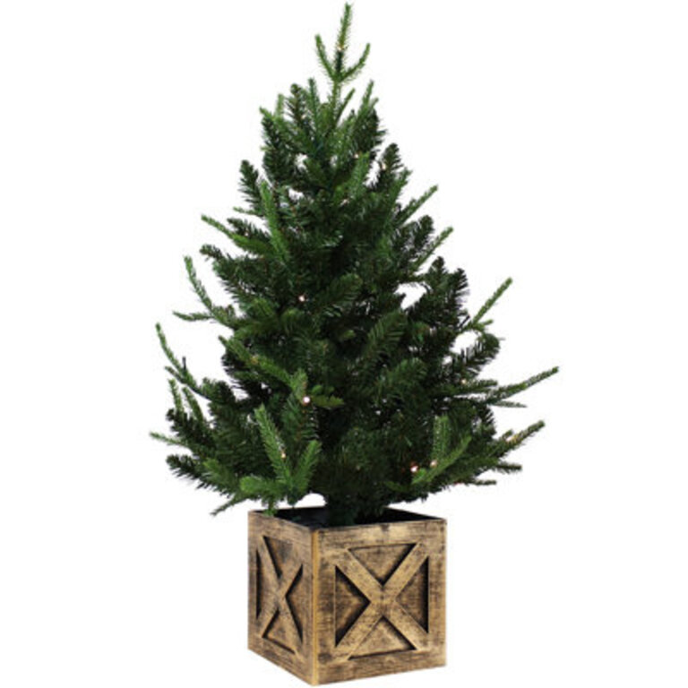 3'' Battery Operated Pre-Lit Farmhouse Fir Artificial Christmas Tree