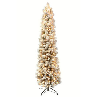 Pre-Lit Green Pine Artificial Christmas Tree with White Lights Size: 7.5' H