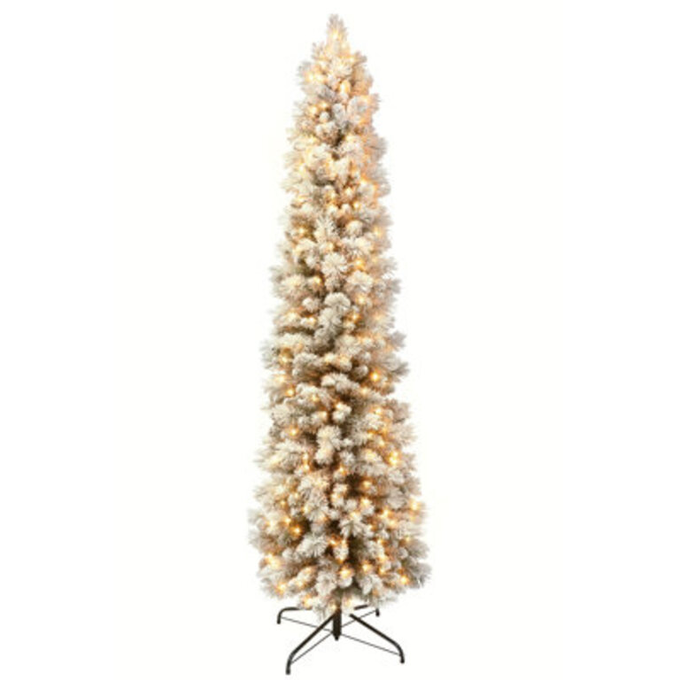 Pre-Lit Green Pine Artificial Christmas Tree with White Lights Size: 7.5' H