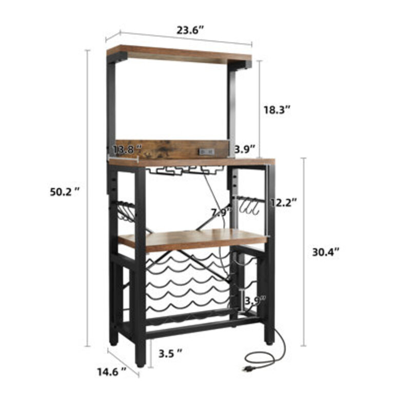 Ragusa Kitchen Storage Shelve with Microwave Compatibility & Display Wine Rack