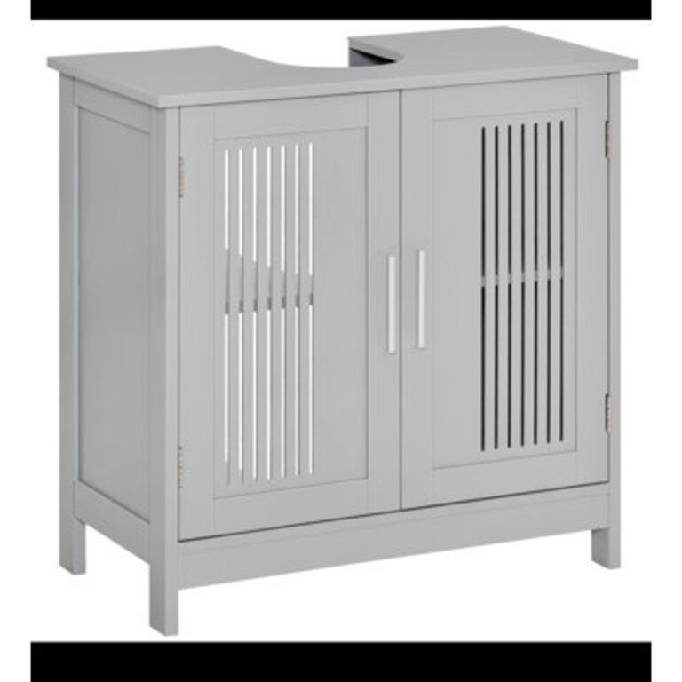 Kleankin Modern Under Sink Cabinet With 2 Doors Color: Gray