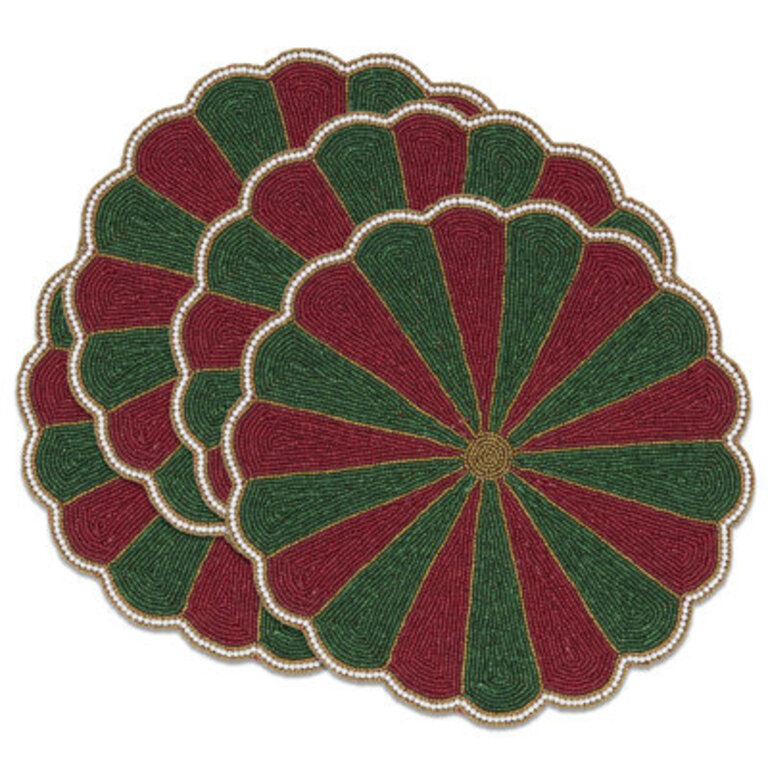 Beaded Pinwheel Delight Placemat (Set Of 4) 14R Color: Red/Green