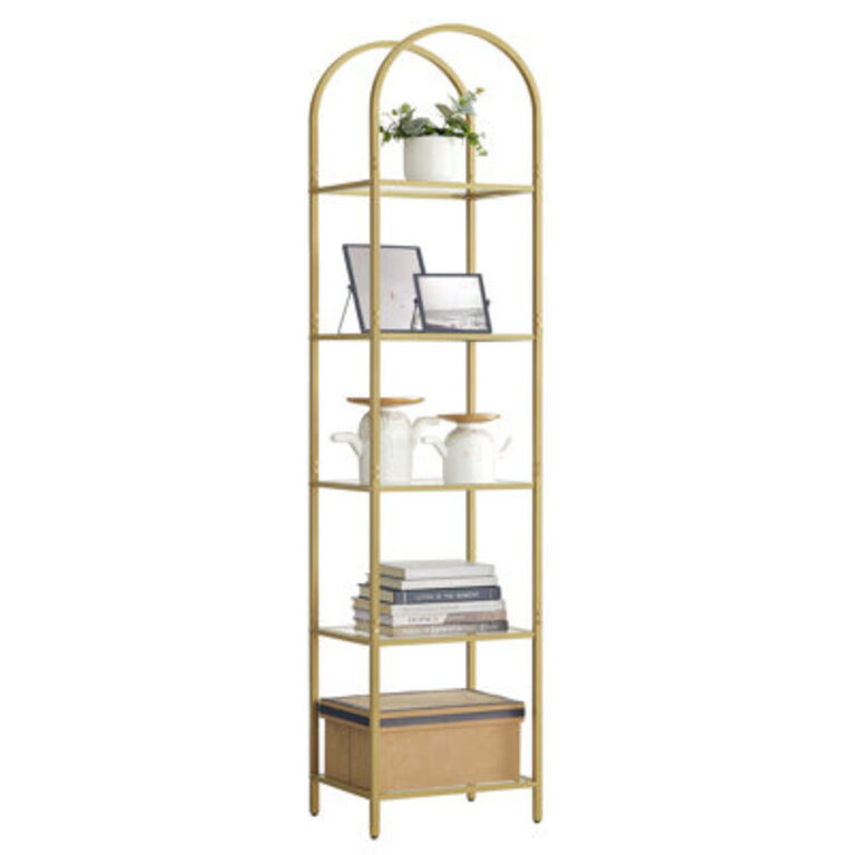 Adrianne 72.2'' H X 15.7'' W Steel Etagere Bookcase Color: Gold