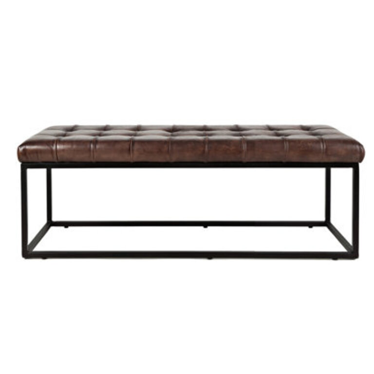 Pearson Genuine Leather Bench Color/Pattern: Dark Sienna Top Grain Leather, Size: 17.5" H x 55" W x 17.5" D