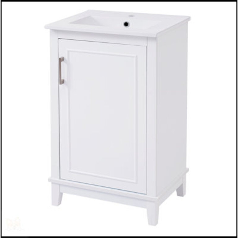 20 Inch Modern Small Bathroom Vanity Cabinet With Ceramic Basin- 20*15.5*33.3 Inches Finish: White