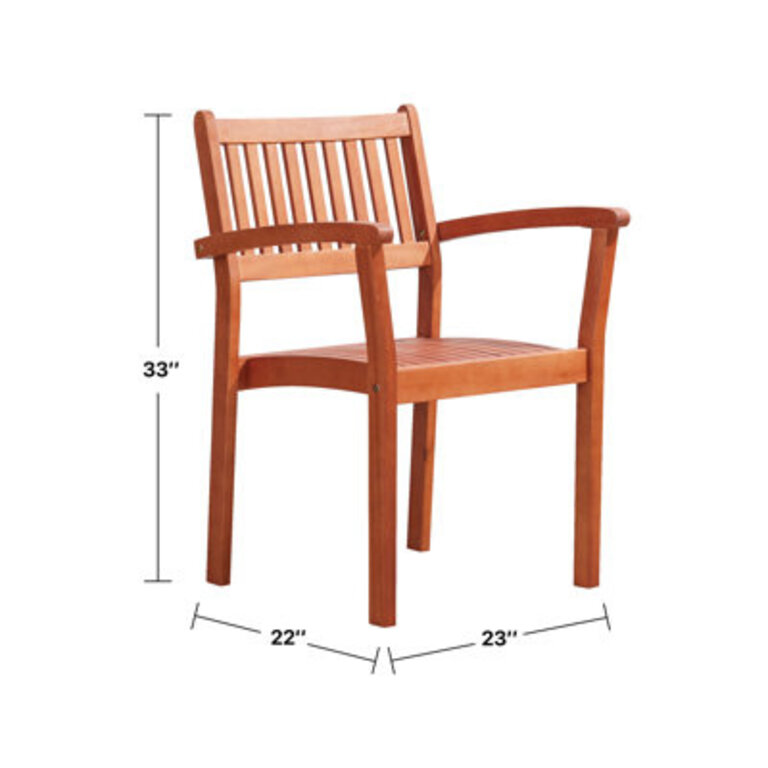 Stacking Eucalyptus Patio Dining Armchair Color: Reddish Brown