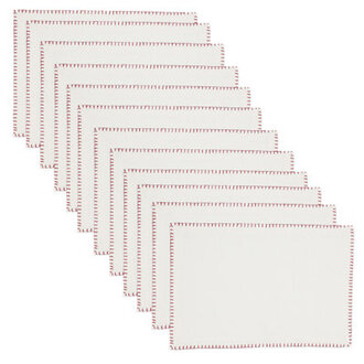 Ivara Whip Stitched Design 13" Cotton Placemat Color: White/Red