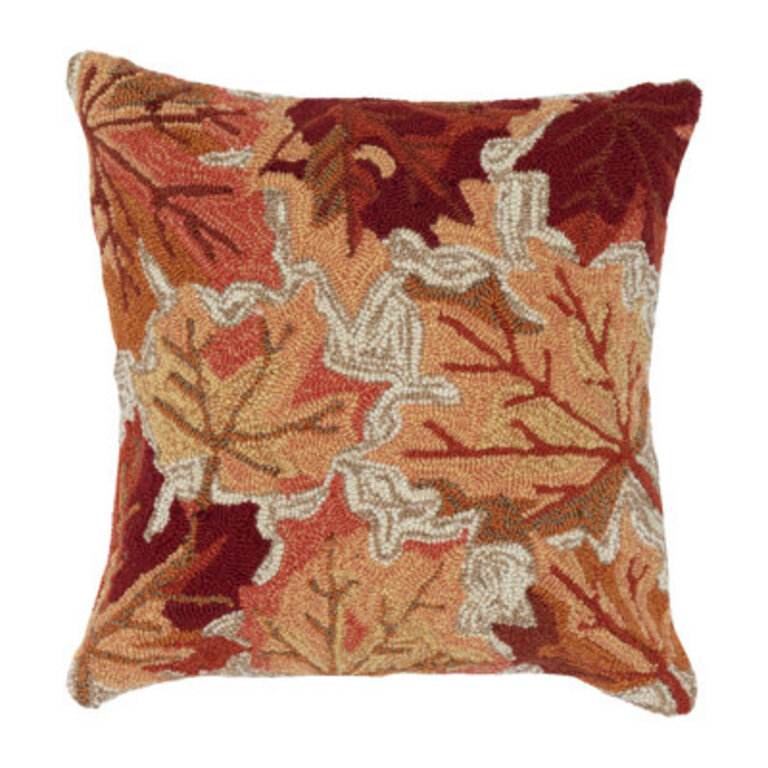 Frontporch Falling Leaves Indoor/Outdoor Floral Square Throw Cushion Cover Color: Orange/Red/Beige