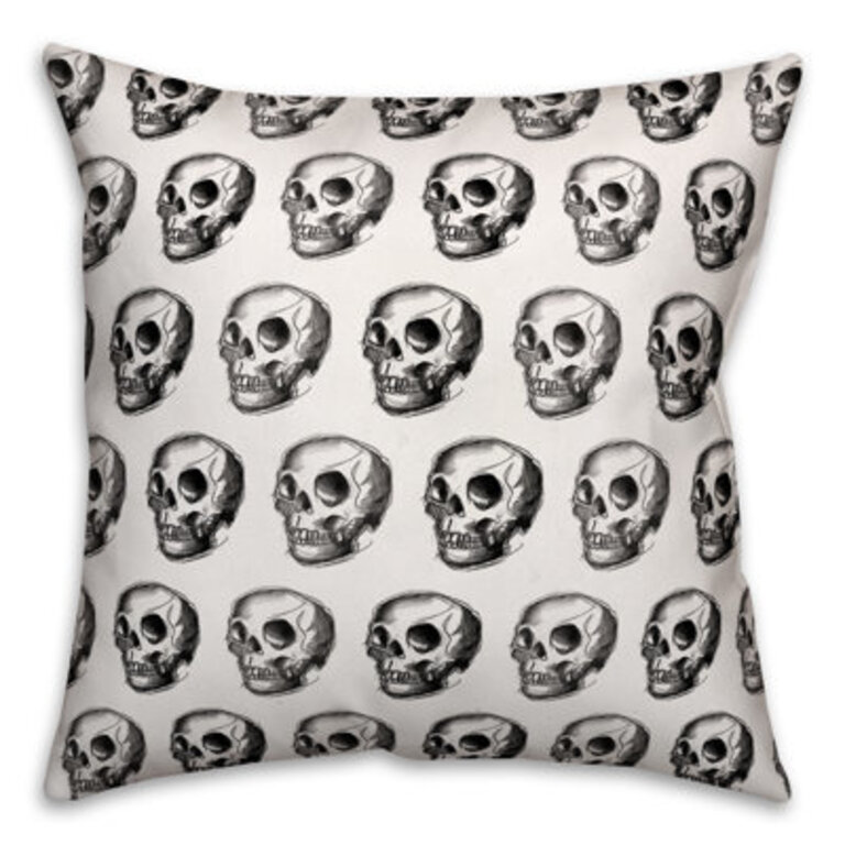 Skull Sketch Pattern Throw Pillow Pillow Use: Outdoor