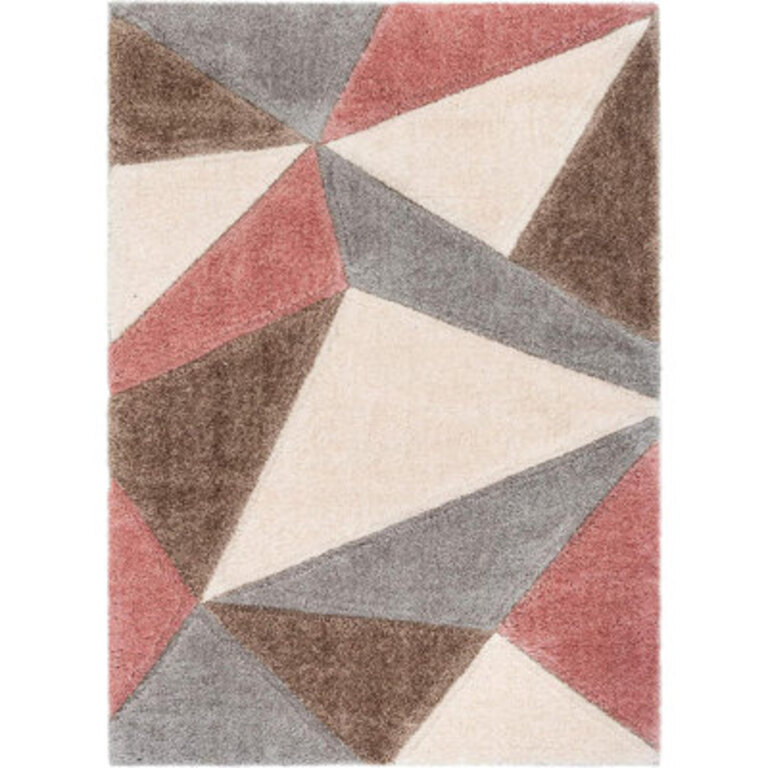 Kratos Modern Geometric 3D Textured Thick And Soft Shag Area Rug|Grey Blush Rug Size: Rectangle 7'10" x 9'10"