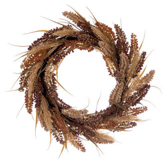 The Holiday Aisle® Artificial 20" Brown Ivory Corn Wreath. Features Brown Grass Accents And A Circular Grapevine Base.
