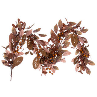 5' Artificial Light Brown Fall Berry and Wood Leaf Garland