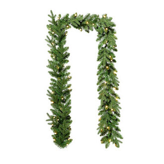 9 Pre-Lit Greenery Artificial Christmas Garland with Strawberry LED Lights