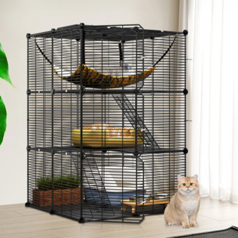 Tucker Murphy Pet Cat Cage Multi-Purpose Cat Enclosure DIY Indoor Playpen And Kennel With Large Hammock For Cats And Small Animals