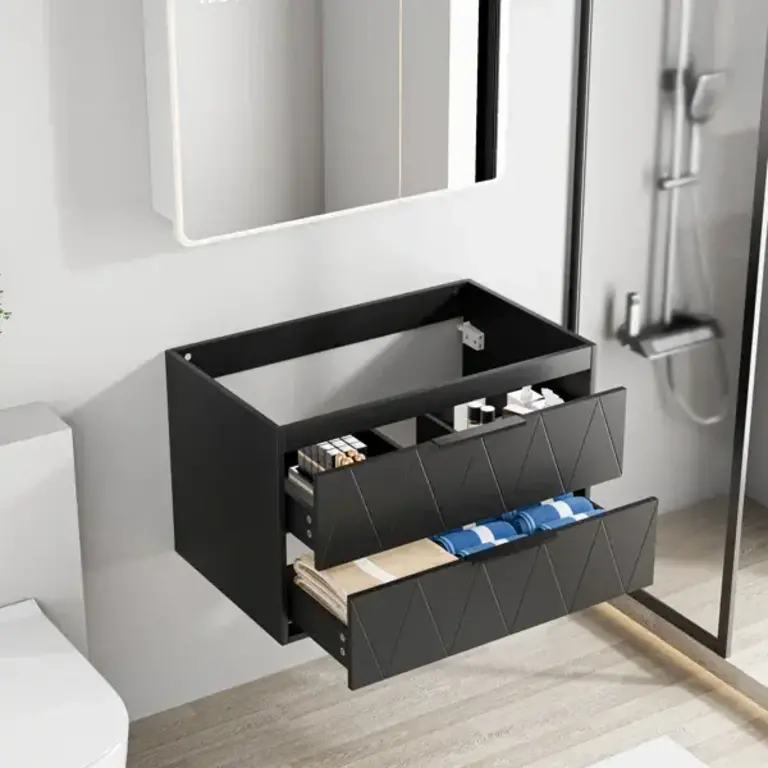 30 Wall Mounted Single Bathroom Vanity Base Only Floating Cabinet with Soft-Close Drawers Sink Top not Included
