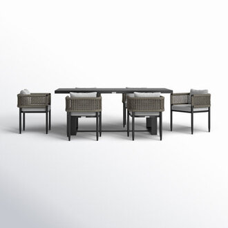 Scotia Metal Patio Dining Set with Rectangular Table  Cushions Included