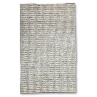 Zohra Handmade Solid Flatweave Ivory with Brown Loop Striped Woven Jute Area Rug By Tufty Home