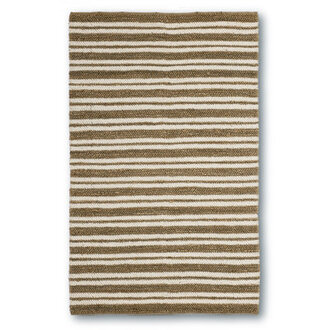 Bohmin Striped Handmade Flatweave Brown Jute  Ivory Wool Double Striped Area Rug By Tufty Home