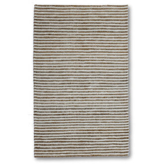 Noori Striped Handmade Flatweave Chunky Brown Jute  Ivory Wool Area Rug By Tufty Home