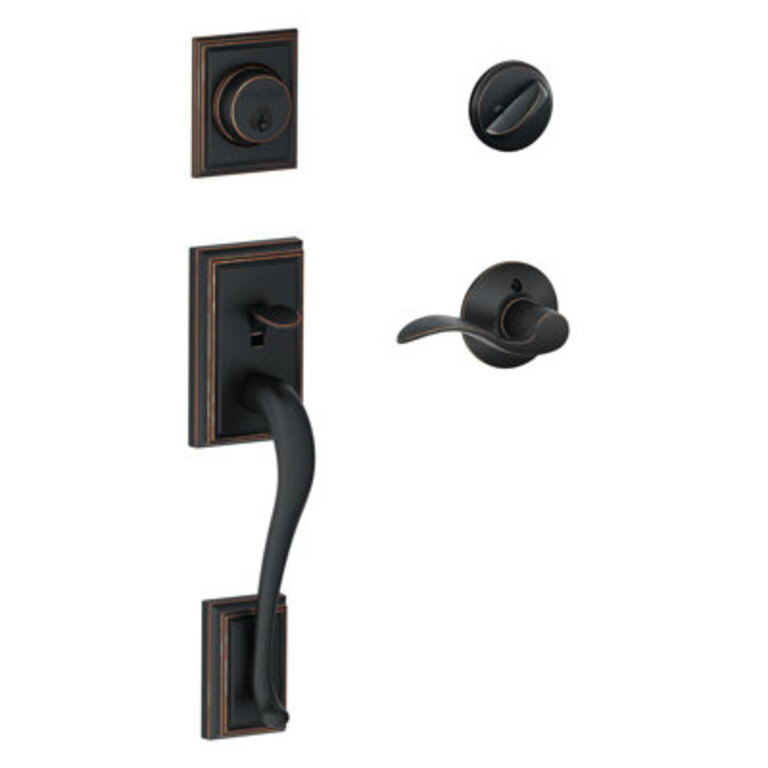 Addison Handleset with Single Cylinder Deadbolt and Accent Door Lever and Rosette