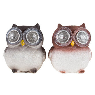 Weather- Resistant Owl Solar LED 2 Piece Light Statue Set- Decoys to Scare Birds Away