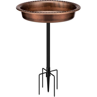 Redwan Oval Polyresin Bird Bath Bowl with Metal Stake