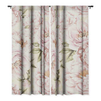 Utart Pastel Blush Pink Spring Watercolor Peony Flowers Pattern 1pc Blackout Window Curtain Panel