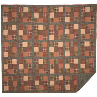 Crosswoods Dark Olive GreenRussetKhaki Standard Cotton Reversible Farmhouse  Country Quilt Set