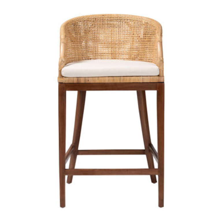 Ceiran Bohemian Light Honey Rattan And Wood Bar Stool