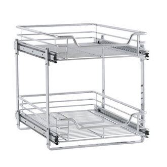 Elizandra Glidez Multipurpose Paint-Finished Steel Pull-OutSlide-Out Storage Organizer with Plastic Liners for Under Cabinet Use - Dual-Slide 2-Tier Design - Fits Standard Size Cabinet or Shelf