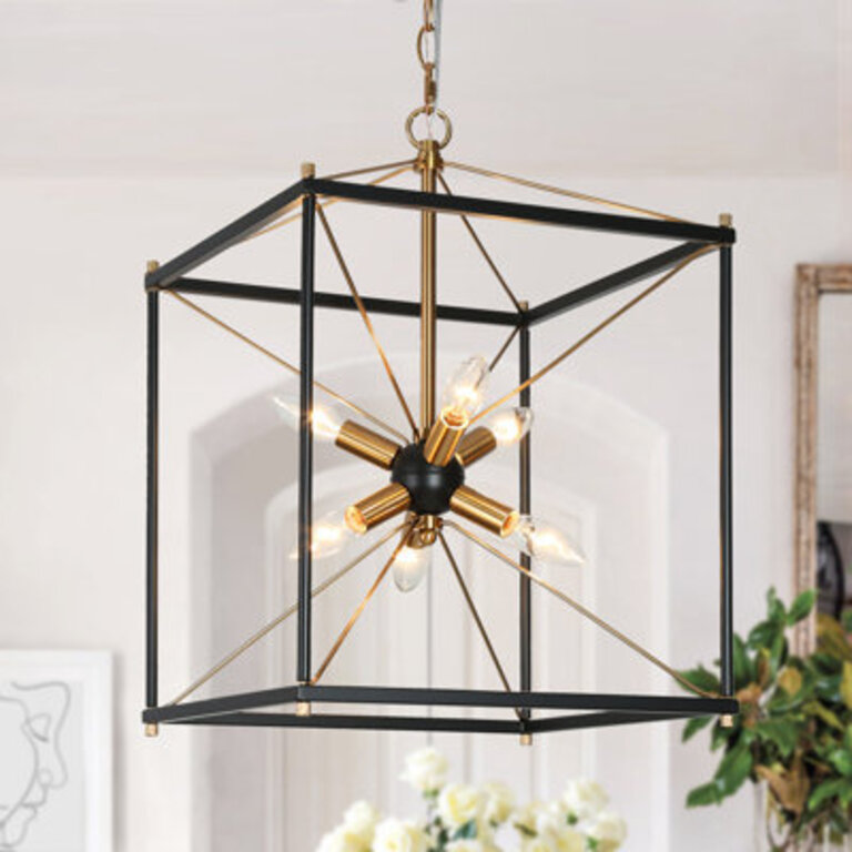 Chrisse 6 - Light Dimmable Geometric Lantern Pendant Lights