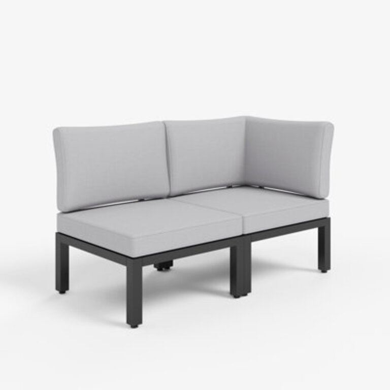 26 Wide Straight Powder Coated Steel Patio Sectional with Cushions