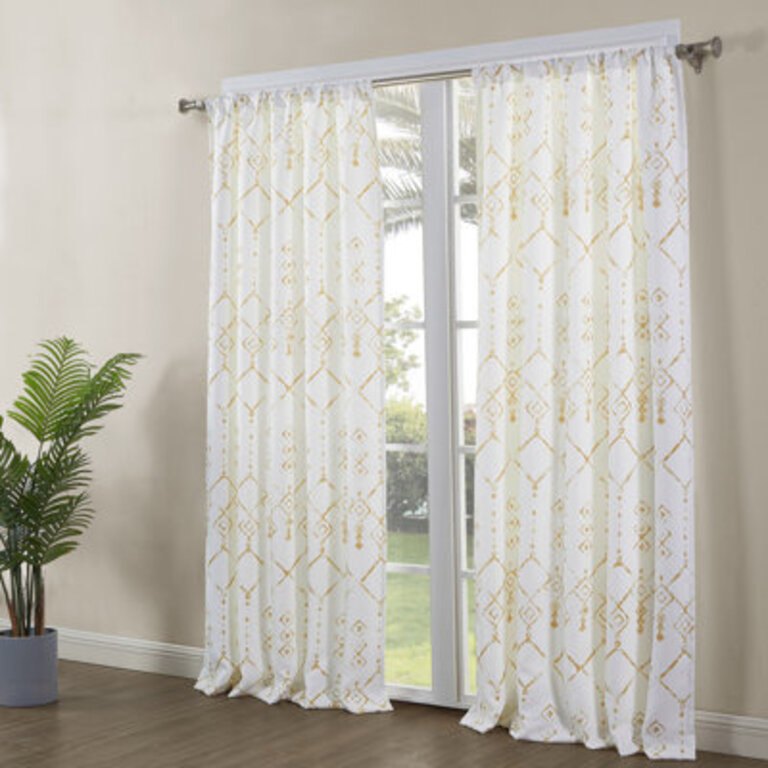 Hagley Geometric Room Darkening Rod Pocket Curtain Panel