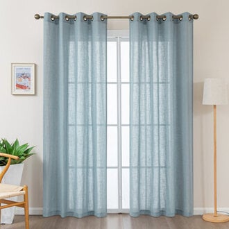 Vollmar Linen Blended Grommet Semi-Sheer Curtain Pair
