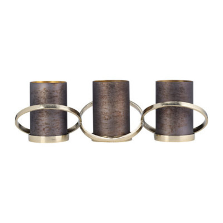 Modern Tabletop Candle Holder Trio with Sculptural Ring Design  Decorative Candle Holder for Home Decor Mantel or Entryway Centerpiece Display  20 Gold  Metallic