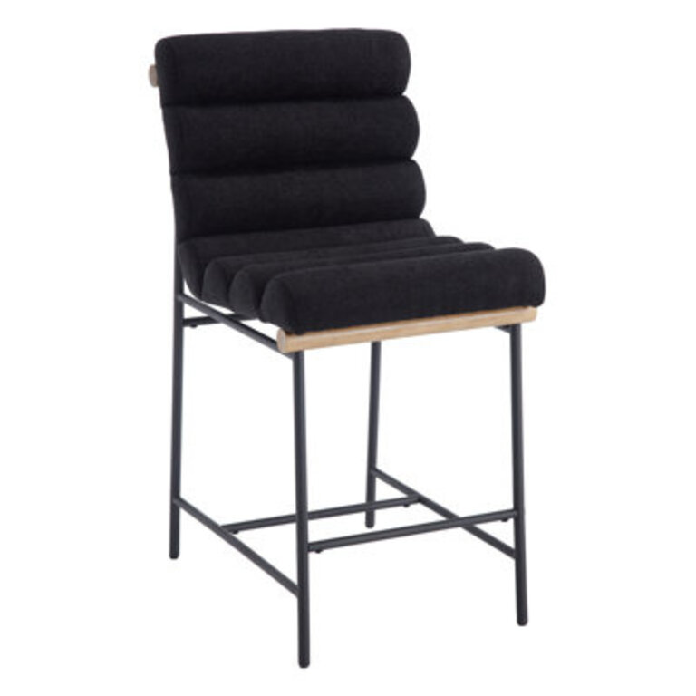 Roseau Upholstered 25 Counter Stool with Metal Frame Chic Arm-less Counter Height Bar Stool for Coffee BarKitchen Island