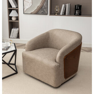 Broderic Faux Leather Swivel Barrel Chair