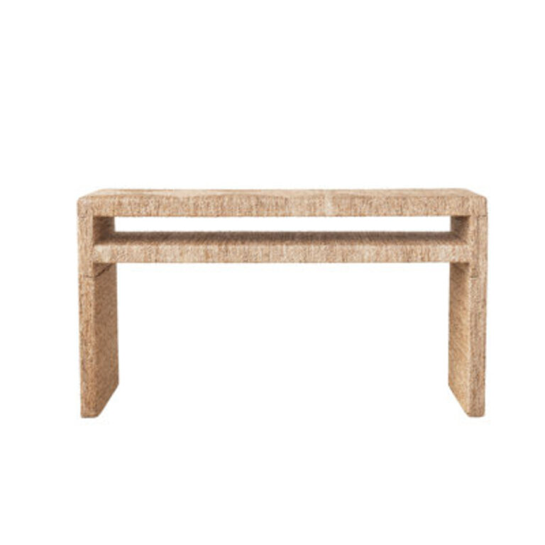 Seagrove Calhoun Hand-Woven Water Hyacinth  Acacia Wood Console Table