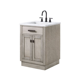 Chestnut 24 Carrara White Marble Countertop Bath Vanity with Faucet