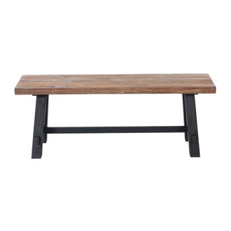Adam 48 Wide Rustic Industrial Solid Wood Bench with Distressed Black Sawhorse Legs for Living Room Dining Room Mudroom Laundry Room Easy Assembly