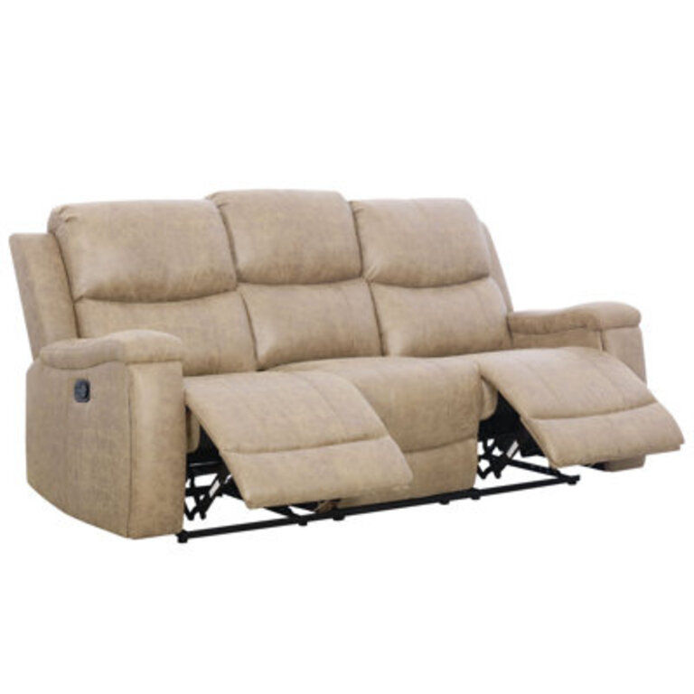 Ilkeston 79 Wide Vegan Leather Manual Reclining Sofa 3-Seater Recliner Couch with Cup Holders