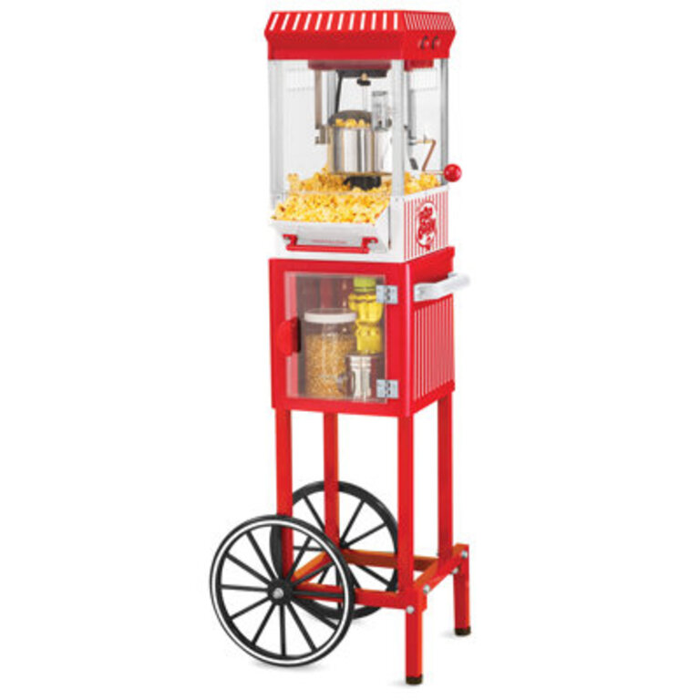 Nostalgia Vintage 25-Ounce Professional Kettle Popcorn and Concession Cart 45 Inches Tall Makes 10 Cups of Popcorn Kernel Measuring Cup Oil Measuring Spoon and Metal Scoop