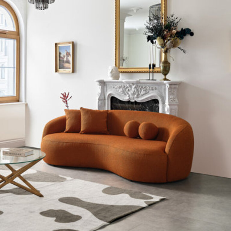 Kathrina 91 French Boucle Curved Sofa